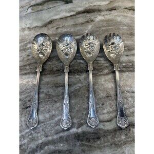 Vintage Sheffield England Serving Spoons Silver Plate EPS A1 Fruit Set Of 4
